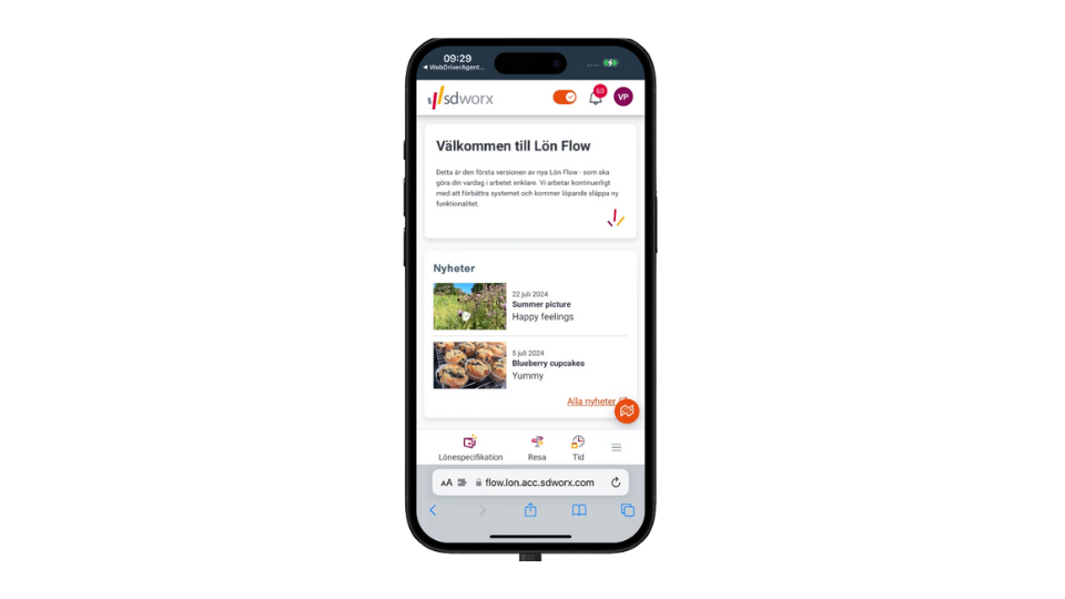 SD Worx Lön Flow i mobil